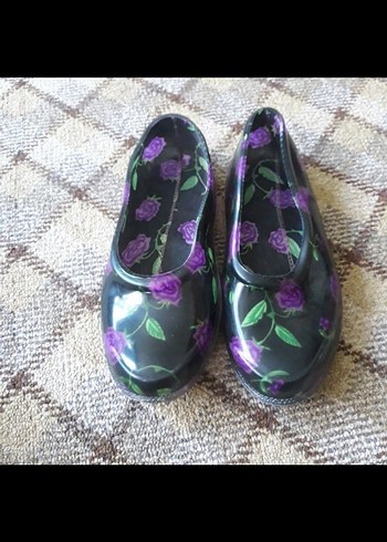 Mor Çiçek Desenli Kadın Dolgu Topuk Babet - Görsel 2