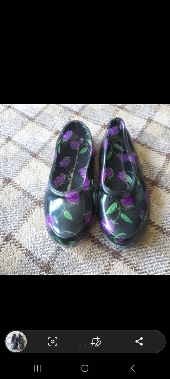 Mor Çiçek Desenli Kadın Dolgu Topuk Babet - Görsel 2