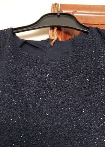 Lacivert Uzun Kollu Drapeli Abiye Elbise - Görsel 4