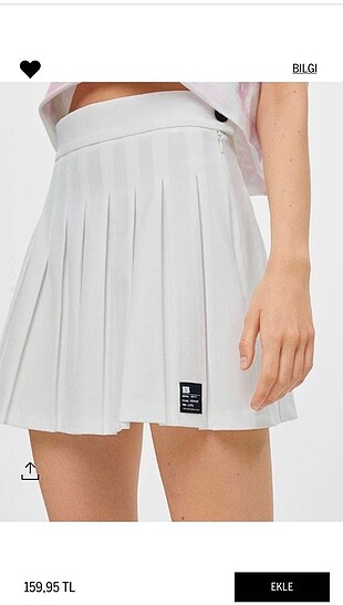 Bershka Beyaz Pilili Etek