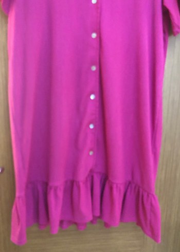 LC Waikiki Düğmeli Pembe Midi Tunik