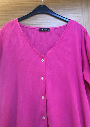 xl Beden Düğmeli Pembe Midi Tunik