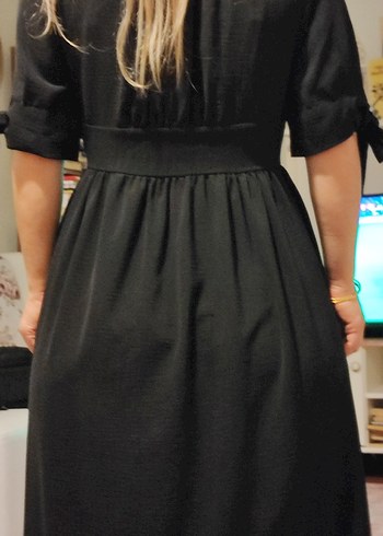 Düğmeli Siyah Midi Hamile Eteği - Görsel 2