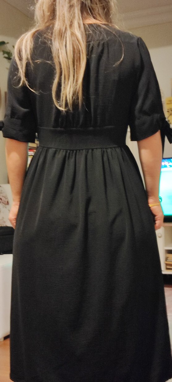 Düğmeli Siyah Midi Hamile Eteği - Görsel 2