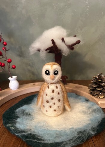 Bej Renkli Baykuş Parmak Kukla - Görsel 2