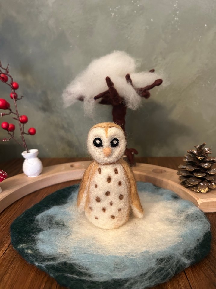 Bej Renkli Baykuş Parmak Kukla - Görsel 2