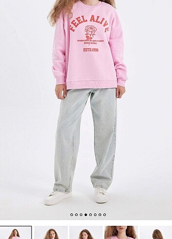 xxl Beden pembe Renk OVARSİZE GENIS KALIP BISIKLET YAKA BASKILI KALIN SWEATSHIRT