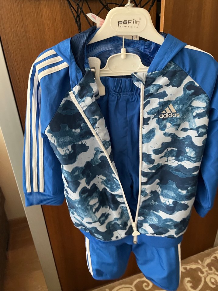 Adidas Orjinal Erkek Çocuk Mavi Kamuflaj Eşofman Takımı - Görsel 4