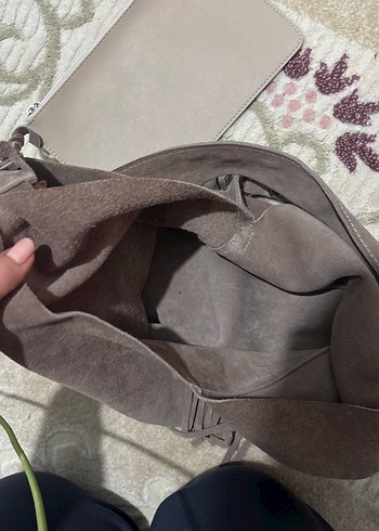 Püsküllü Kahverengi Süet Kadın kol Çantası - Görsel 6