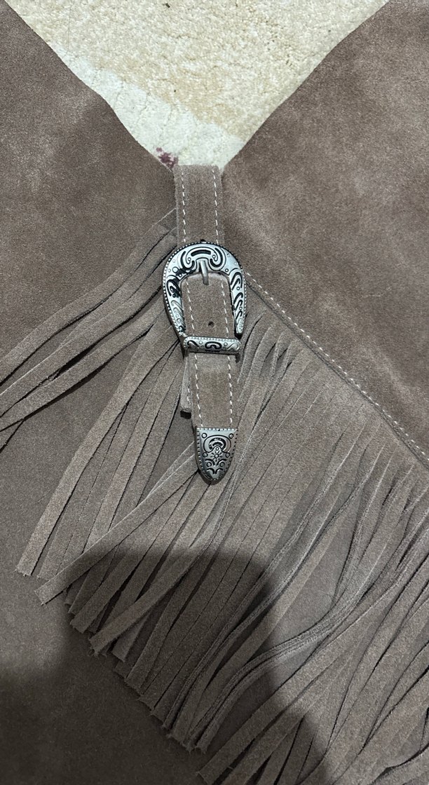 Püsküllü Kahverengi Süet Kadın kol Çantası - Görsel 3