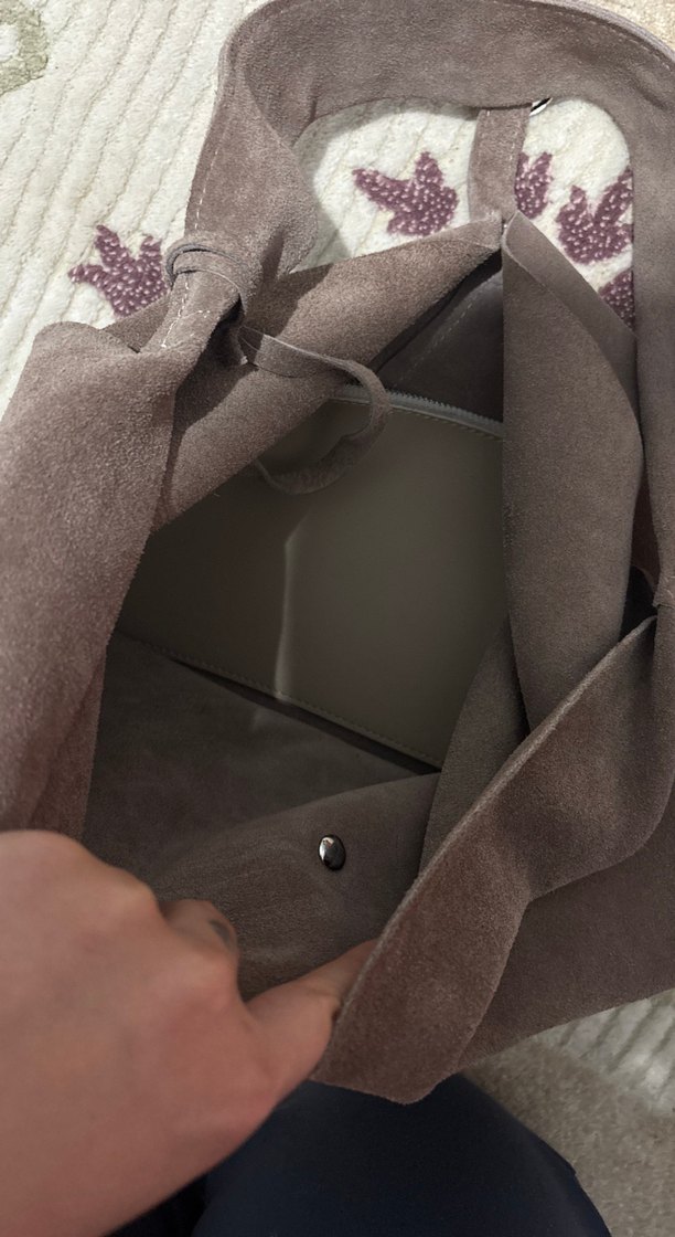 Püsküllü Kahverengi Süet Kadın kol Çantası - Görsel 4