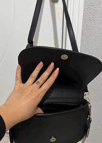 Siyah Deri Kadın omuz kol Çantası - Görsel 5