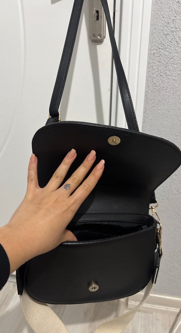Siyah Deri Kadın omuz kol Çantası - Görsel 5