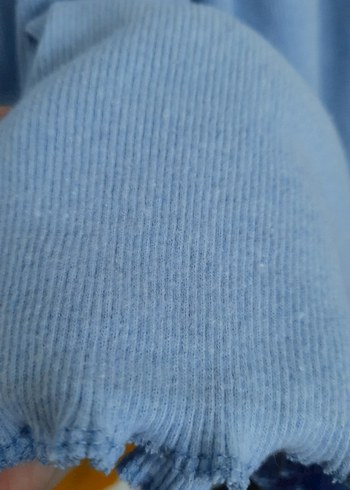 Kız Çocuk Mavi Triko Elbise Fırfırlı - Görsel 5