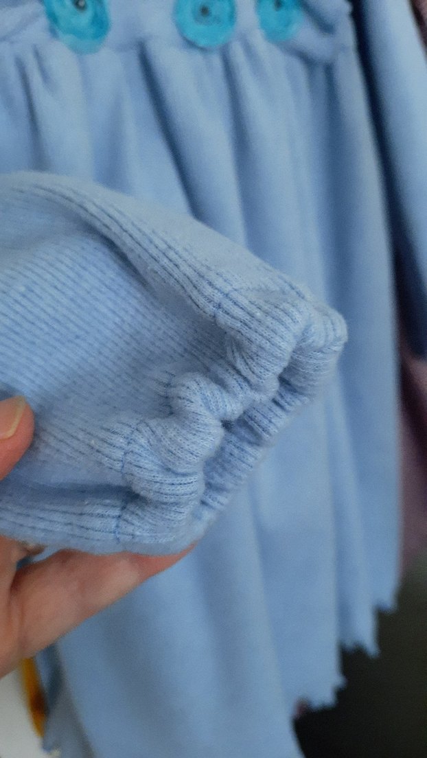 Kız Çocuk Mavi Triko Elbise Fırfırlı - Görsel 3