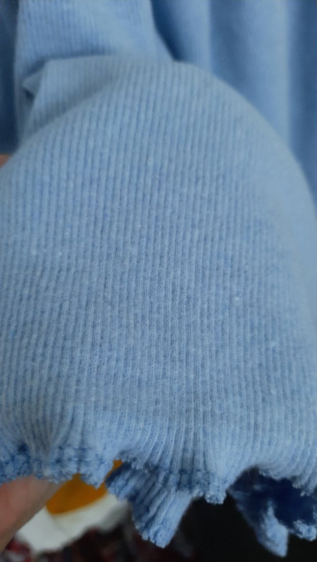 Kız Çocuk Mavi Triko Elbise Fırfırlı - Görsel 5