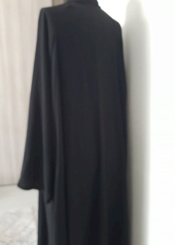 YURTDISI URUN SIYAH IPEK KREP FERACE ABAYA - Görsel 5