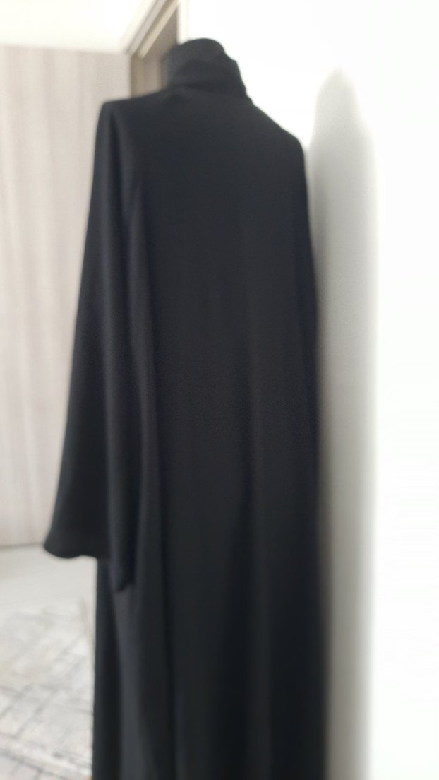 YURTDISI URUN SIYAH IPEK KREP FERACE ABAYA - Görsel 5