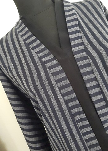 Çizgili Gri Uzun Kollu  abaye ferace - Görsel 2