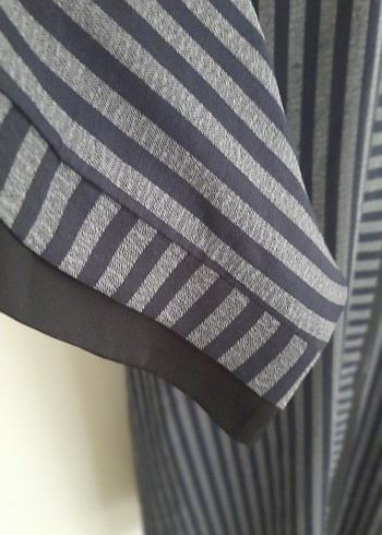 Çizgili Gri Uzun Kollu  abaye ferace - Görsel 4