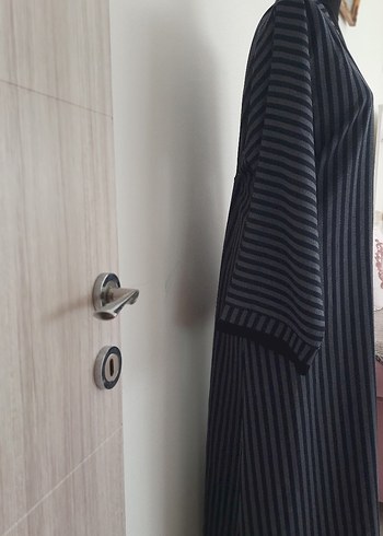 Çizgili Gri Uzun Kollu  abaye ferace - Görsel 5