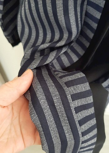 Çizgili Gri Uzun Kollu  abaye ferace - Görsel 3