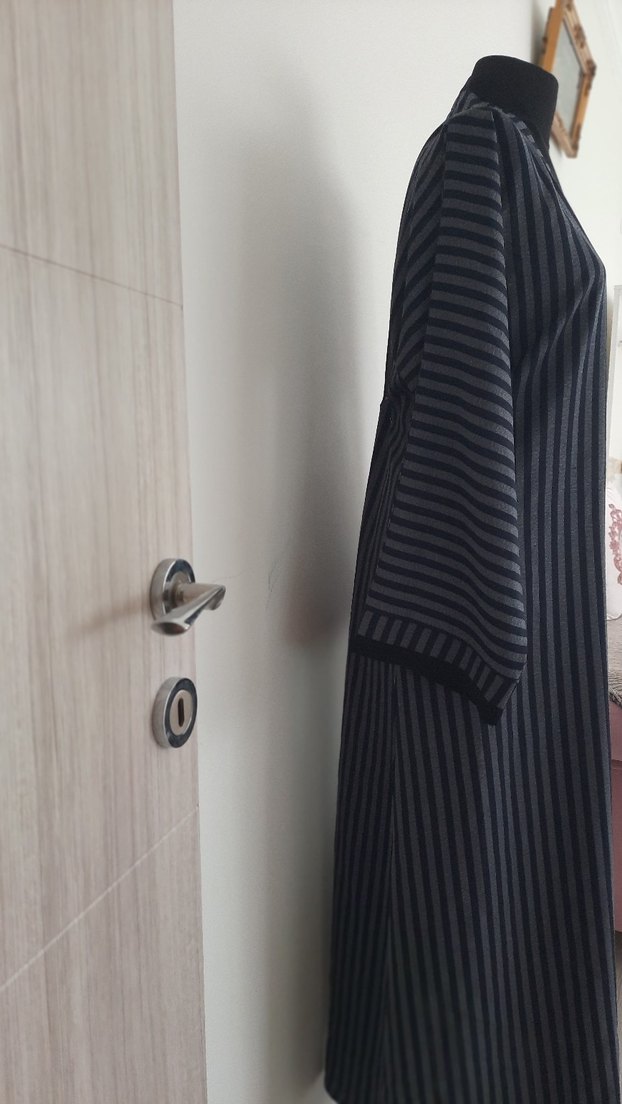 Çizgili Gri Uzun Kollu  abaye ferace - Görsel 5