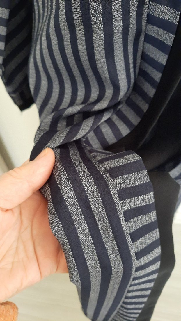 Çizgili Gri Uzun Kollu  abaye ferace - Görsel 3