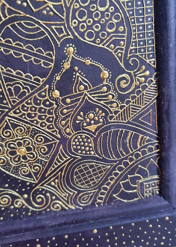 El Emegi Altın Renkli Soyut Desenli Tablo - Görsel 4