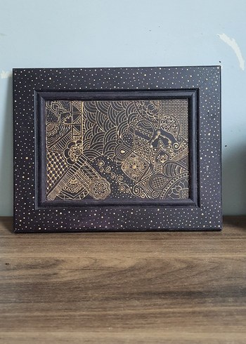 El Emegi Altın Renkli Soyut Desenli Tablo - Görsel 2