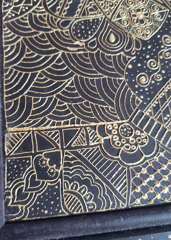 El Emegi Altın Renkli Soyut Desenli Tablo - Görsel 5