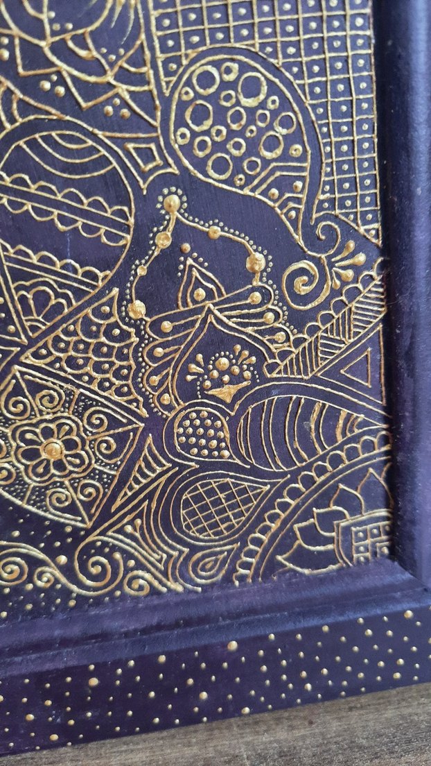 El Emegi Altın Renkli Soyut Desenli Tablo - Görsel 4