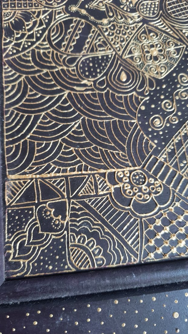 El Emegi Altın Renkli Soyut Desenli Tablo - Görsel 5