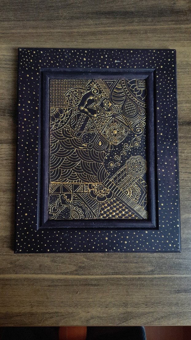 El Emegi Altın Renkli Soyut Desenli Tablo - Görsel 3