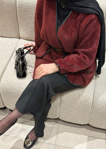 Angora hırka bordo renk - Görsel 5