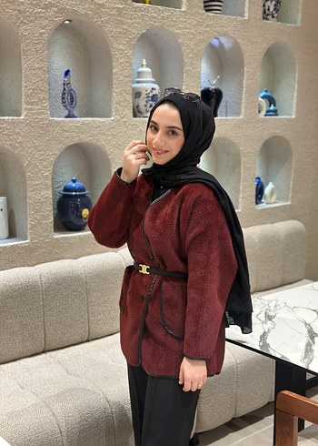 Angora hırka bordo renk - Görsel 2