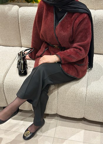 Angora hırka bordo renk - Görsel 4