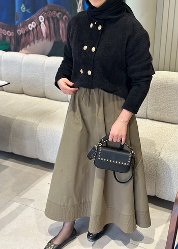 Beli lastikli ıhlamur renk etek - Görsel 2