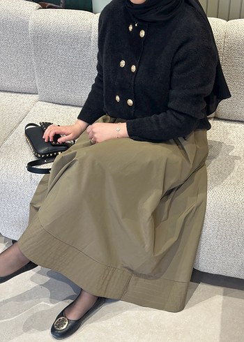 Beli lastikli ıhlamur renk etek - Görsel 3