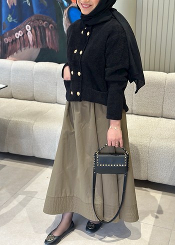 Beli lastikli ıhlamur renk etek - Görsel 5