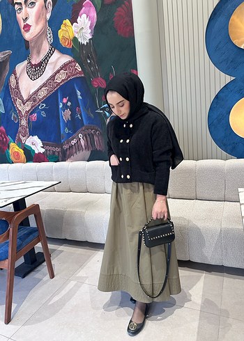 Beli lastikli ıhlamur renk etek - Görsel 6