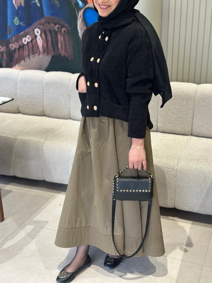 Beli lastikli ıhlamur renk etek - Görsel 5