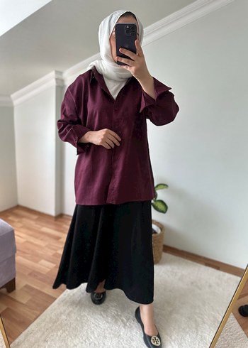 m Beden bordo Renk Bol paça etek görünümlü pantolon