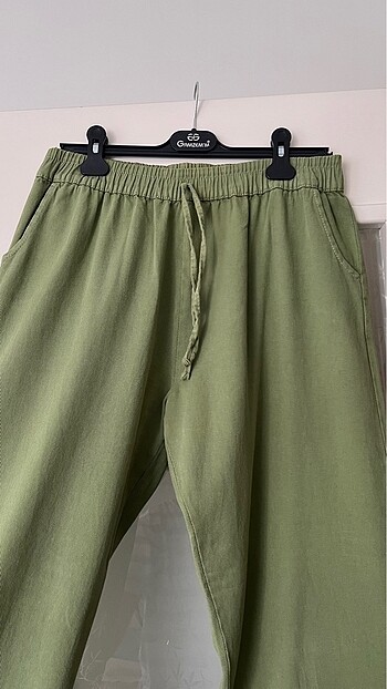 Yeşil bol paça pantolon