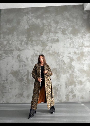 H&M Leopar Desenli Uzun Kadın Kaban
