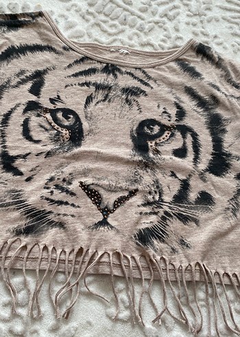 Kürk Detaylı Bohem Tarzı Bej Baskılı Kedi Kıyafeti - Görsel 2