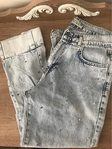 Taşlı mom jean