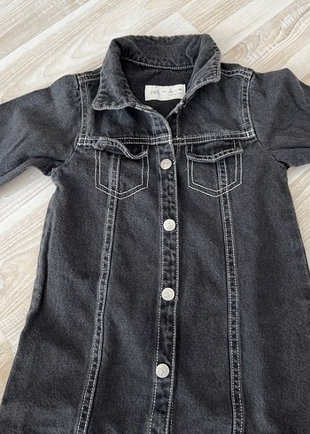 Düğmeli Siyah zara çocuk Denim elbise