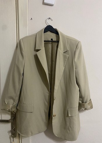 l Beden ten rengi Renk Bej Mini Kadın Blazer Ceket