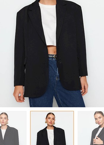 Siyah Düğmeli Kadın Denim Blazer